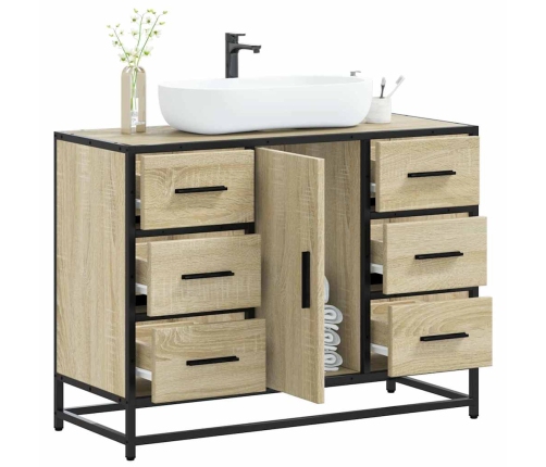 Armario lavabo baño madera ingeniería roble Sonoma 80x33x60 cm