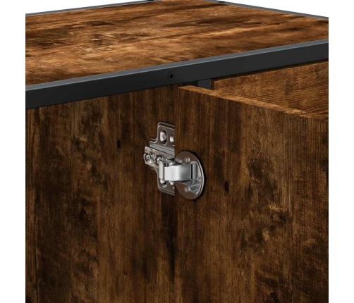 Armario lavabo baño madera ingeniería roble ahumado 80x33x60 cm