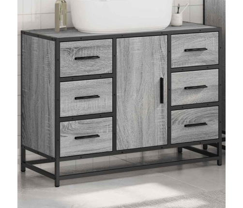 Armario lavabo baño madera ingeniería gris Sonoma 80x33x60 cm