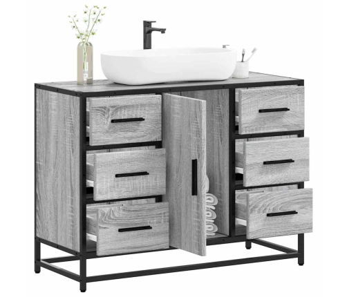 Armario lavabo baño madera ingeniería gris Sonoma 80x33x60 cm