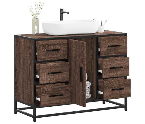 Armario lavabo baño madera ingeniería roble marrón 80x33x60 cm