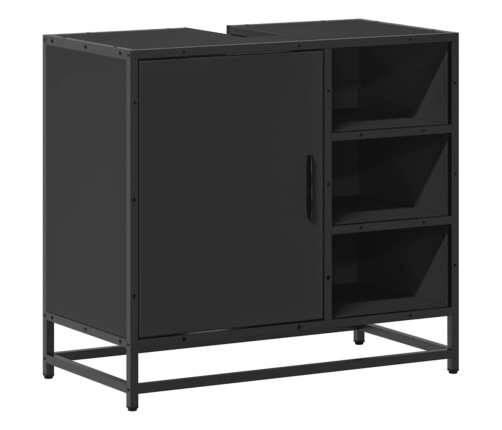 Mueble baño para lavabo madera ingeniería negro 65 x 33 x 60 cm