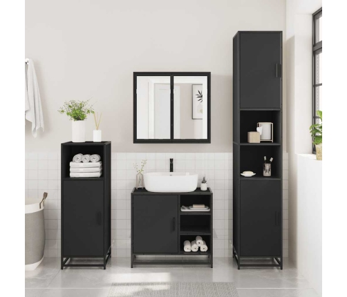 Mueble baño para lavabo madera ingeniería negro 65 x 33 x 60 cm