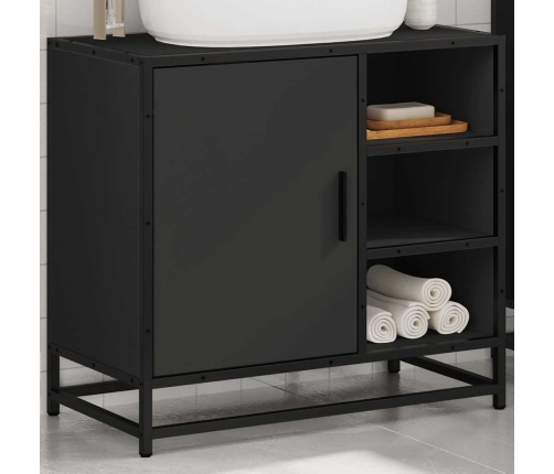 Mueble baño para lavabo madera ingeniería negro 65 x 33 x 60 cm