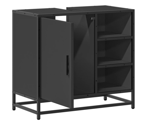 Mueble baño para lavabo madera ingeniería negro 65 x 33 x 60 cm