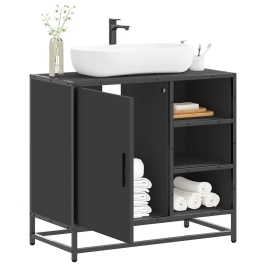 Mueble baño para lavabo madera ingeniería negro 65 x 33 x 60 cm