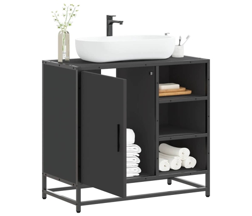 Mueble baño para lavabo madera ingeniería negro 65 x 33 x 60 cm