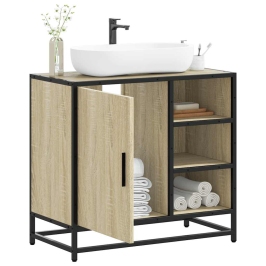 Armario de lavabo de baño madera roble Sonoma 65x33x60 cm