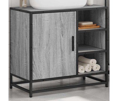 Mueble lavabo baño madera contrachapada sonoma gris 65x33x60 cm