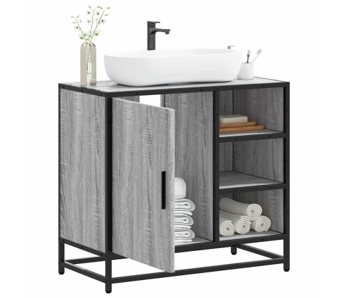 Mueble lavabo baño madera contrachapada sonoma gris 65x33x60 cm