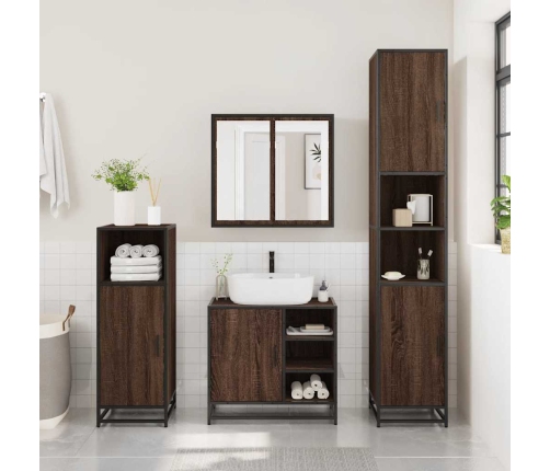 Mueble de lavabo madera de ingeniería roble marrón 65x33x60 cm