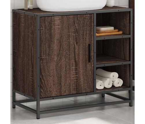 Mueble de lavabo madera de ingeniería roble marrón 65x33x60 cm