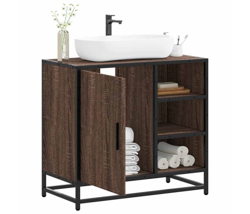 Mueble de lavabo madera de ingeniería roble marrón 65x33x60 cm