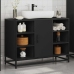 Armario de lavabo de baño madera ingeniería negro 80x33x60 cm