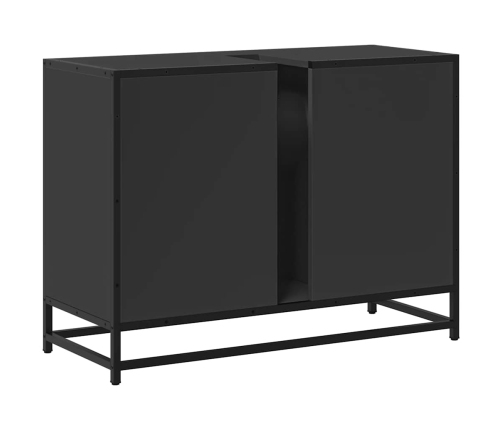 Armario de lavabo de baño madera ingeniería negro 80x33x60 cm