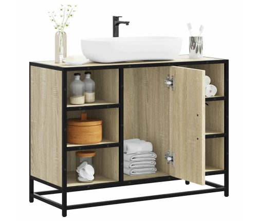 Armario lavabo baño madera ingeniería roble Sonoma 80x33x60 cm