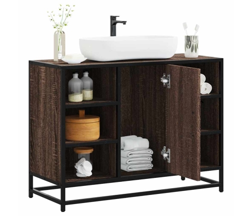 Armario lavabo baño madera ingeniería roble marrón 80x33x60 cm