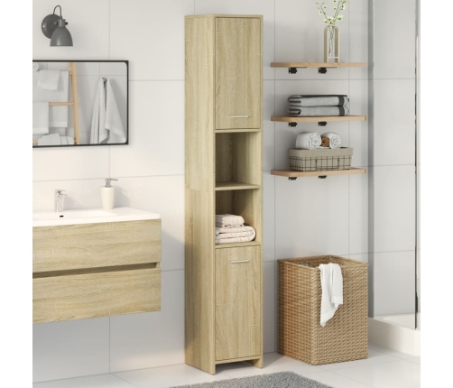 Armario de baño madera contrachapada color roble 30x30x183,5 cm