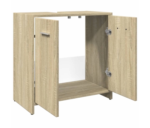 Armario lavabo baño madera ingeniería roble Sonoma 60x33x60 cm