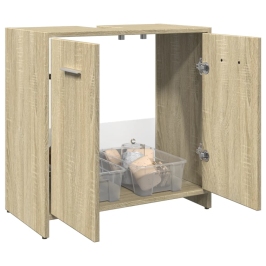 Armario lavabo baño madera ingeniería roble Sonoma 60x33x60 cm