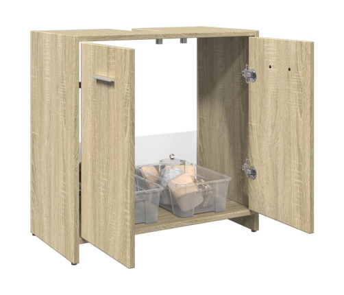 Armario lavabo baño madera ingeniería roble Sonoma 60x33x60 cm