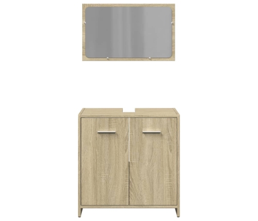 Set de muebles de baño 2 pzas madera contrachapada roble Sonoma