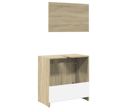 Set de muebles de baño 2 pzas madera contrachapada roble Sonoma