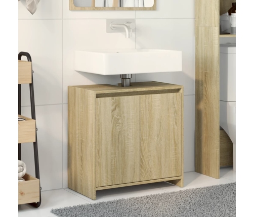 Armario lavabo baño madera ingeniería roble Sonoma 60x33x60 cm