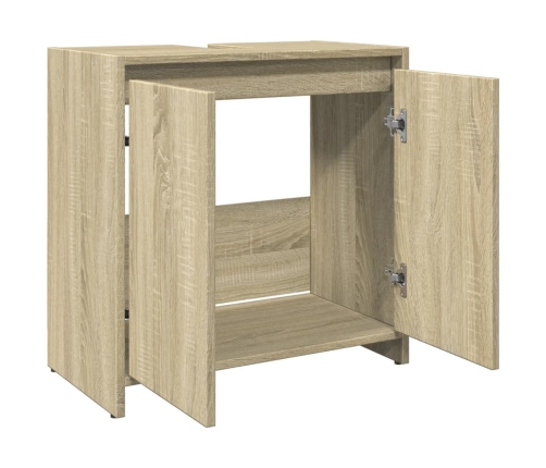 Armario lavabo baño madera ingeniería roble Sonoma 60x33x60 cm