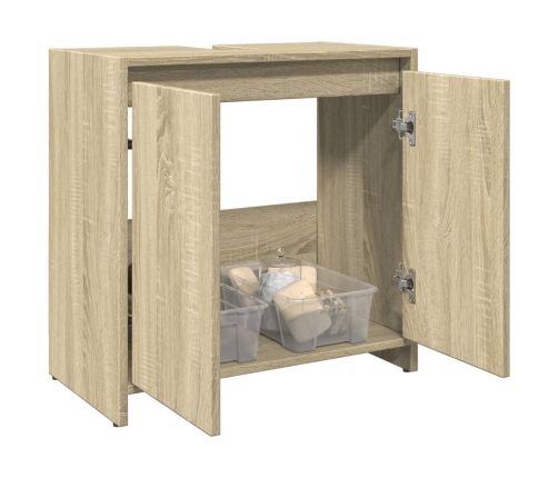 Armario lavabo baño madera ingeniería roble Sonoma 60x33x60 cm