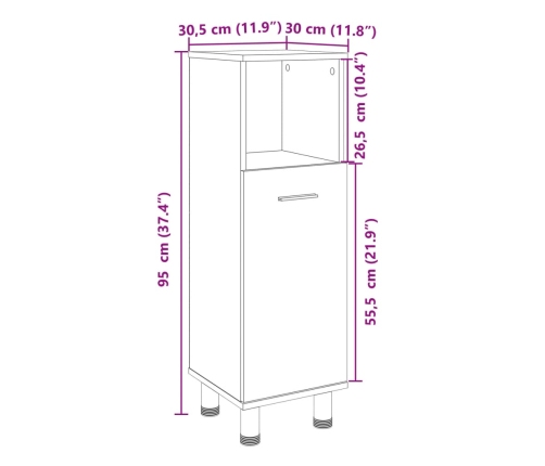 Armario de baño madera ingeniería roble Sonoma 30,5x30x95 cm