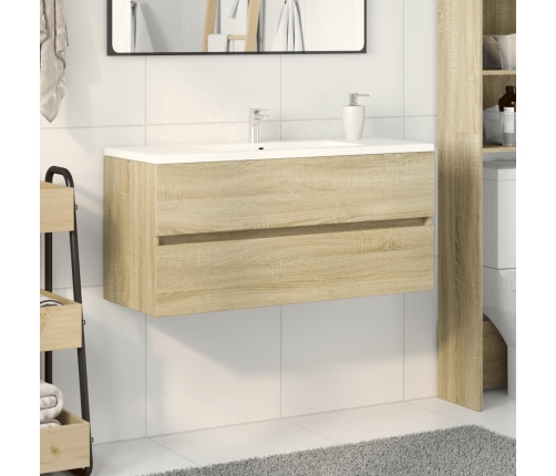 Mueble de lavabo de baño madera roble Sonoma 100x38,5x45 cm