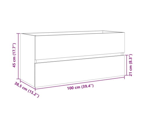 Mueble de lavabo de baño madera roble Sonoma 100x38,5x45 cm