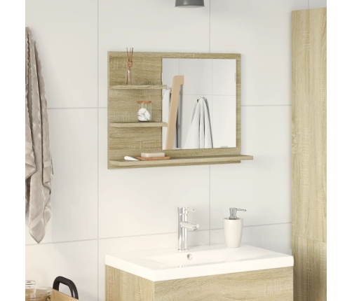 Espejo de baño madera contrachapada roble Sonoma 60x10,5x45 cm