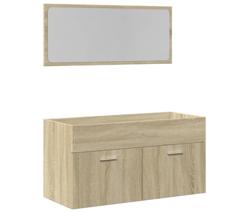 Set de muebles de baño 2 pzas madera contrachapada roble Sonoma