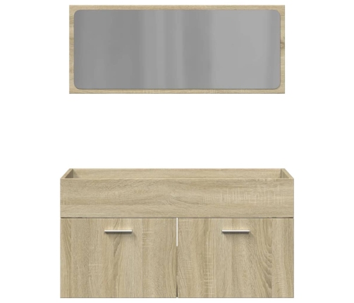 Set de muebles de baño 2 pzas madera contrachapada roble Sonoma