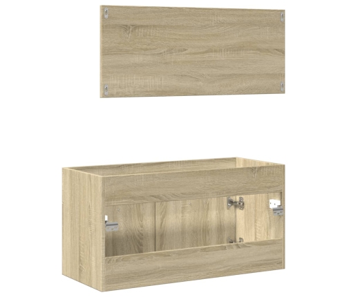 Set de muebles de baño 2 pzas madera contrachapada roble Sonoma