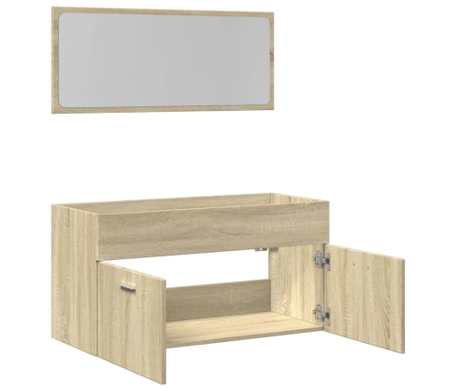 Set de muebles de baño 2 pzas madera contrachapada roble Sonoma