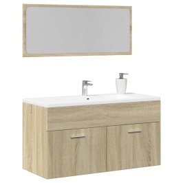 Set de muebles de baño 2 pzas madera contrachapada roble Sonoma