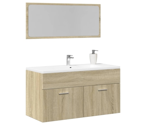 Set de muebles de baño 2 pzas madera contrachapada roble Sonoma