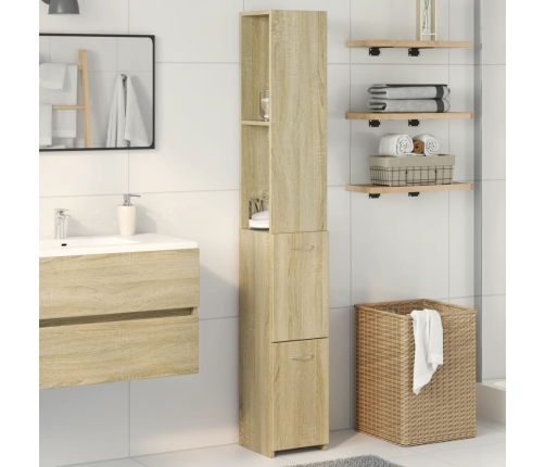 Armario de baño madera contrachapada roble Sonoma 25x26,5x170cm