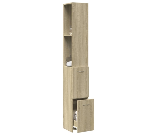 Armario de baño madera contrachapada roble Sonoma 25x26,5x170cm