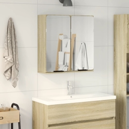 Mueble espejo de baño madera roble Sonoma 64,5x20x66,5 cm