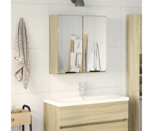 Mueble espejo de baño madera roble Sonoma 64,5x20x66,5 cm