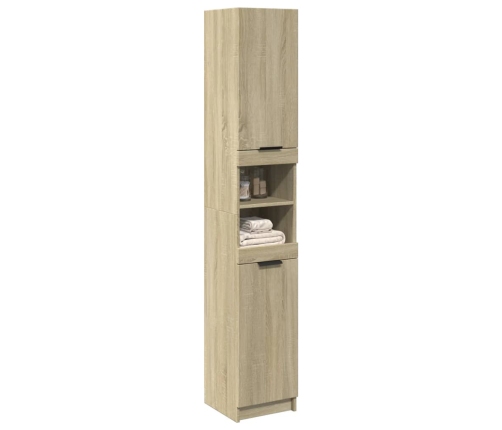 Armario de baño madera ingeniería roble Sonoma 32x34x188,5 cm