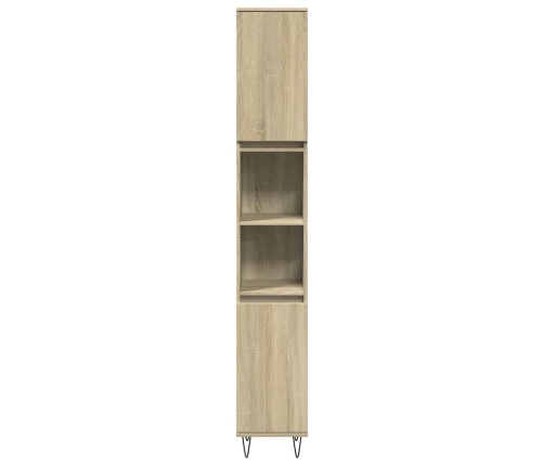 Armario de baño madera contrachapada roble Sonoma 30x30x190 cm