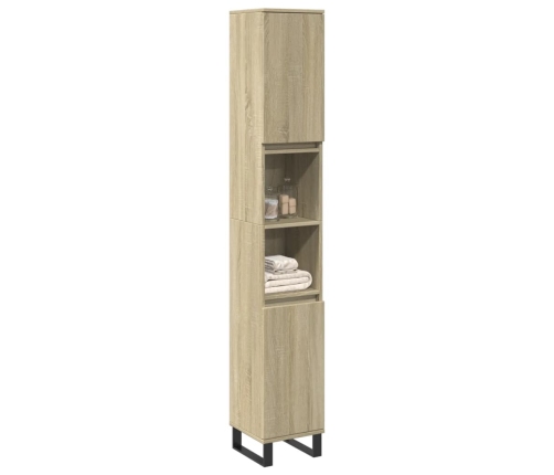 Armario de baño madera contrachapada roble Sonoma 30x30x190 cm