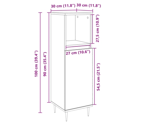 Armario de baño madera contrachapada roble Sonoma 30x30x100 cm