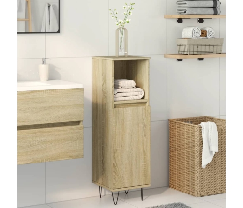 Armario de baño madera contrachapada roble Sonoma 30x30x100 cm