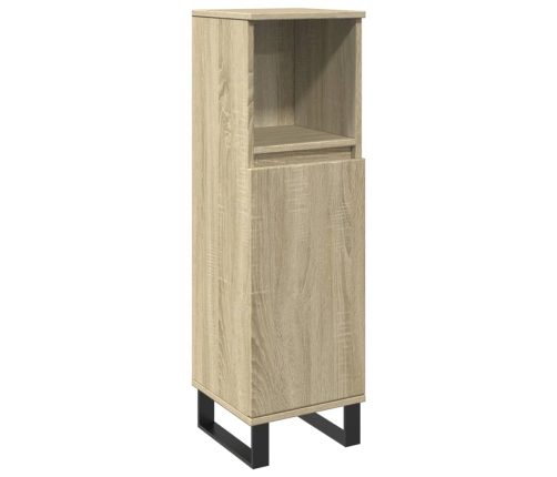 Armario de baño madera contrachapada roble Sonoma 30x30x100 cm